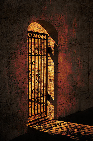 Sunlight Through Wrought Iron Gate
