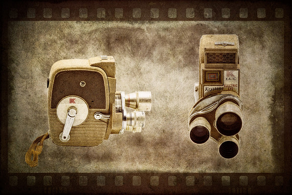 Antique Movie Camera Front and Side View